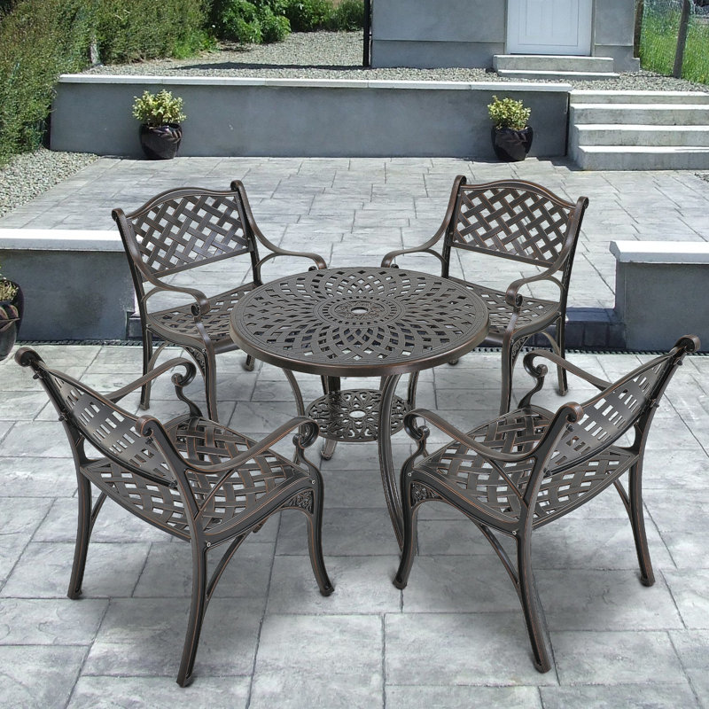 Miller 4 - Person Patio Dining Set with Round Table, Brown