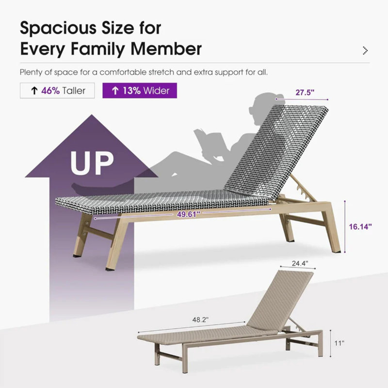  Chaise longue d'extérieur, Noir