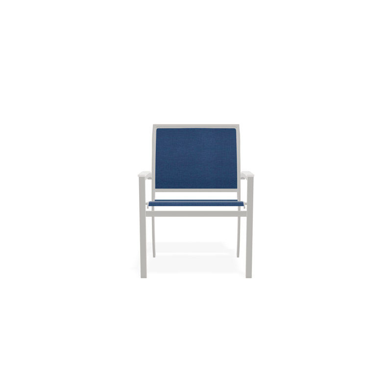 Chaise de café empilable en aluminium Bazza, Cobalt 35D Sunbrella®, Neige