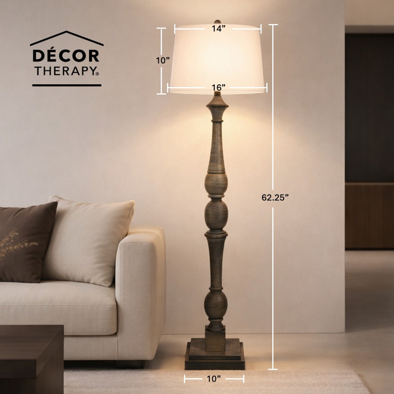 Lampe sur pied Ahsaad, Beige, Gris