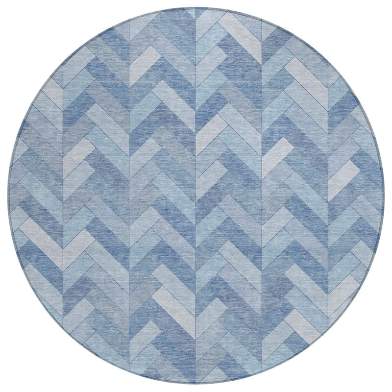 Machine Washable Indoor/Outdoor Chantille ACN2297 Geometric Rug, Round 8'