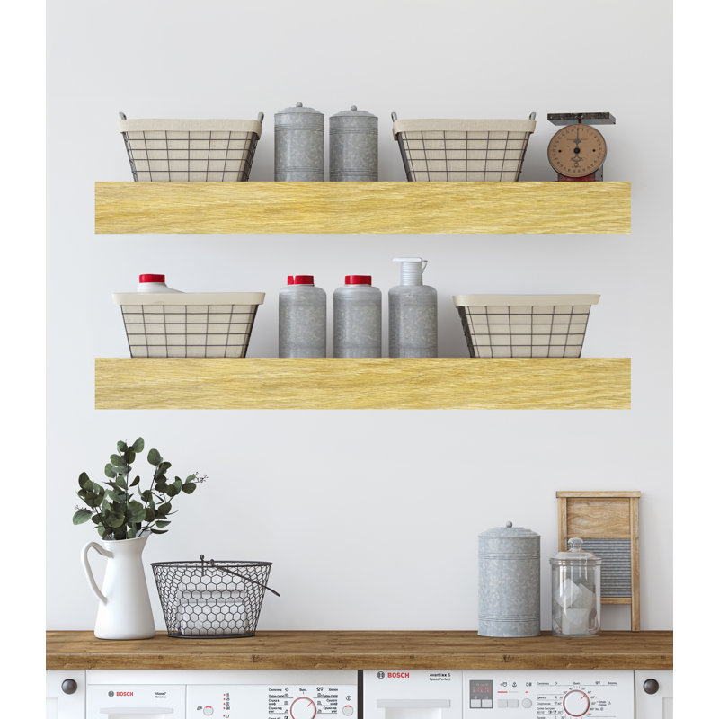 Jadeth 2 Piece Oak Floating Shelf, 5" H x 30" W x 4" D, Natural