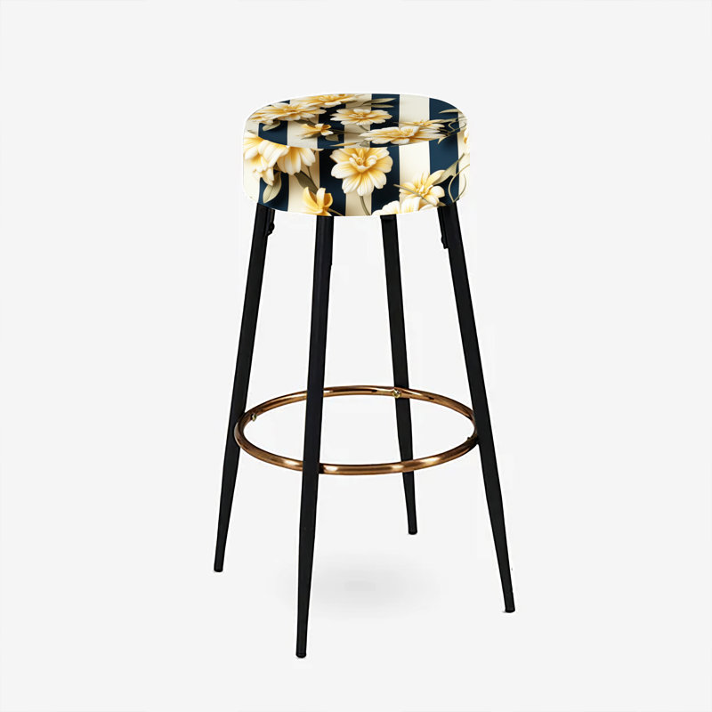 Ensemble de 2 tabourets de bar à motif floral rayé à motif floral I