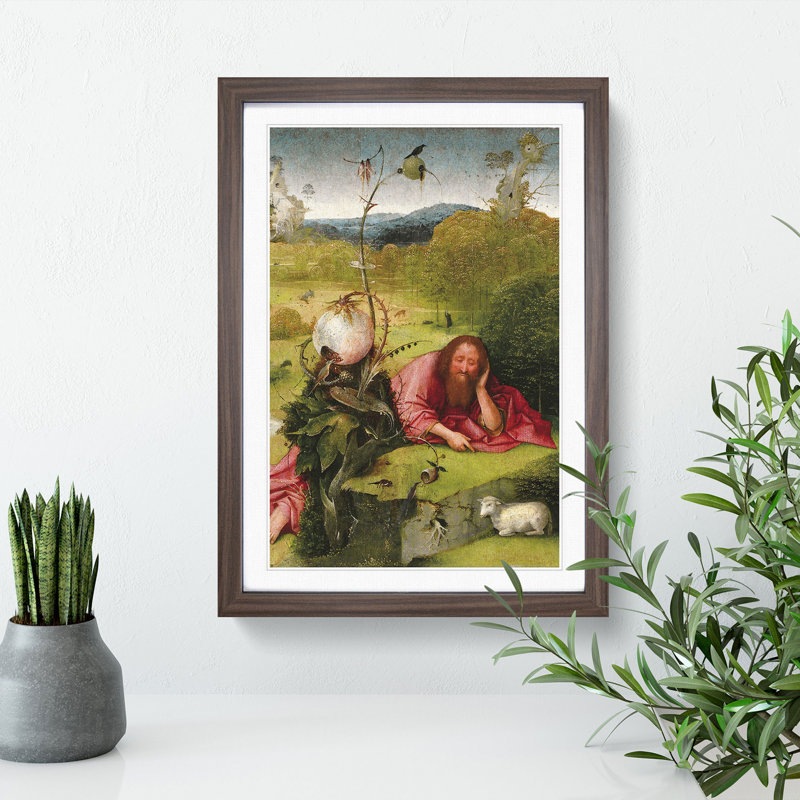 John the Baptist by Hieronymus Bosch - Picture Frame Painting, 36cm H x 27cm W x 2cm D, Walnut Framed