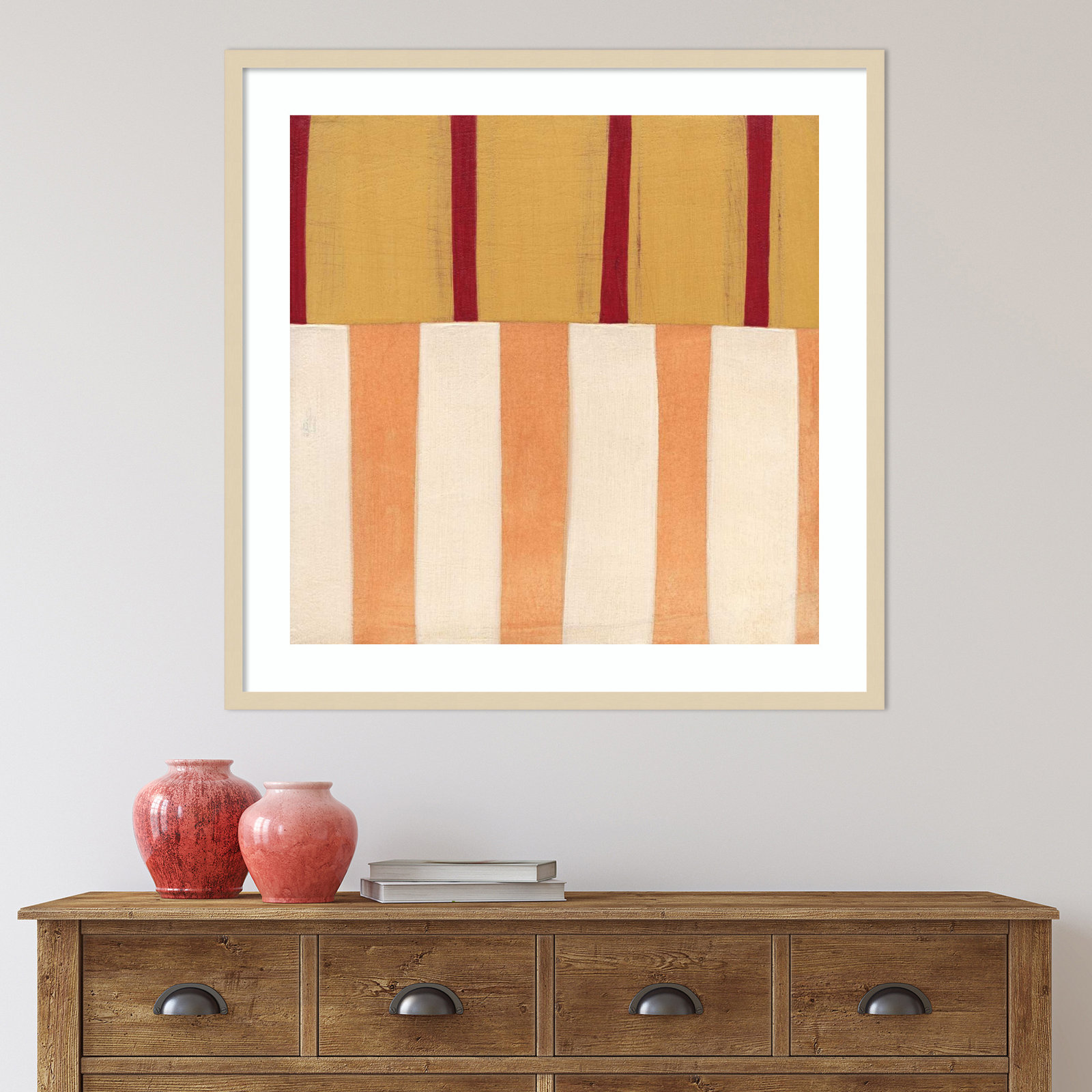 Broken Stripes 3 by Laura Nugent, Brown, 33" H x 33" W x 1" D