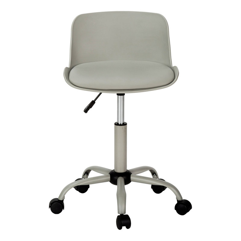 Chaise de bureau pivotante, chaise à hauteur réglable, chaise d'ordinateur à dossier bas avec base en métal, Gris, Gris