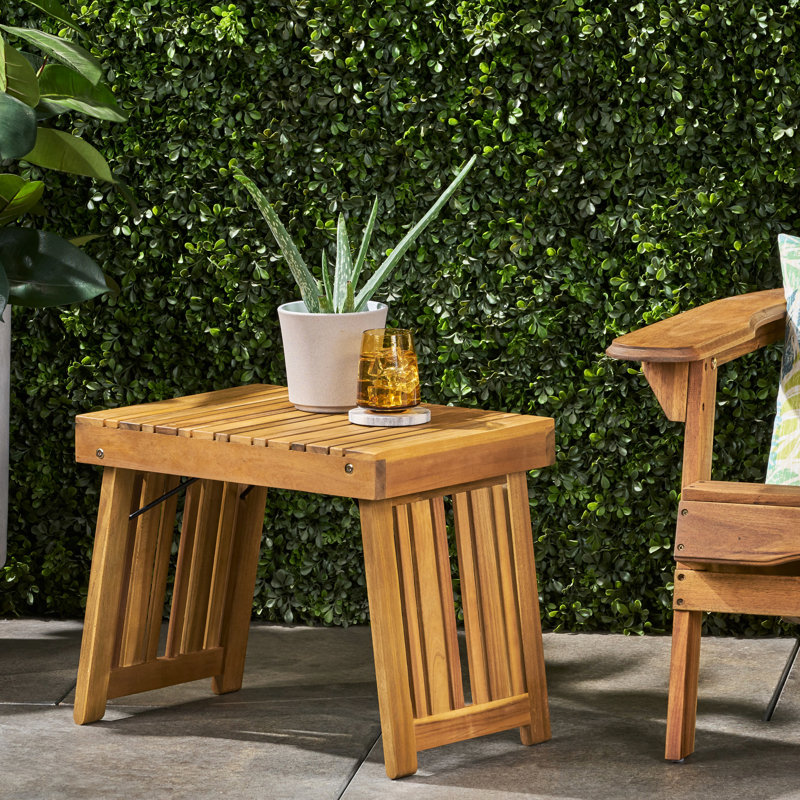 Table d'appoint pliable en bois - plateau à lattes pour un look contemporain, l 21,48 po x P 14,16 po H 16,24 po, conception sophistiquée,