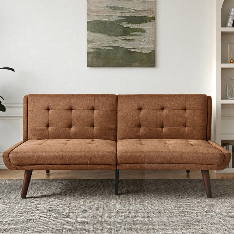 Futon Sofa With Adjustable Backrest, Brown