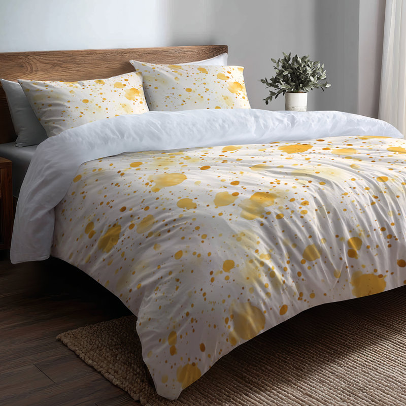 Gold And Cream Dew Bedding, Queen Comforter + 3 Additional Pieces