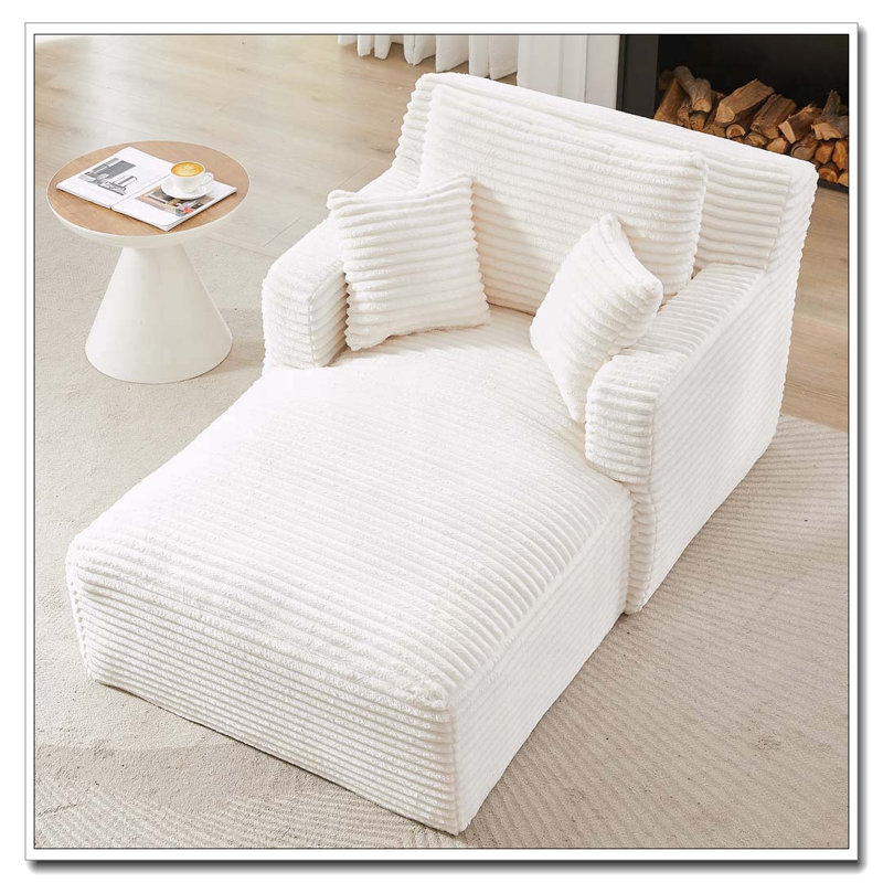 Chaises d'appoint modernes en velours côtelé, Blanc