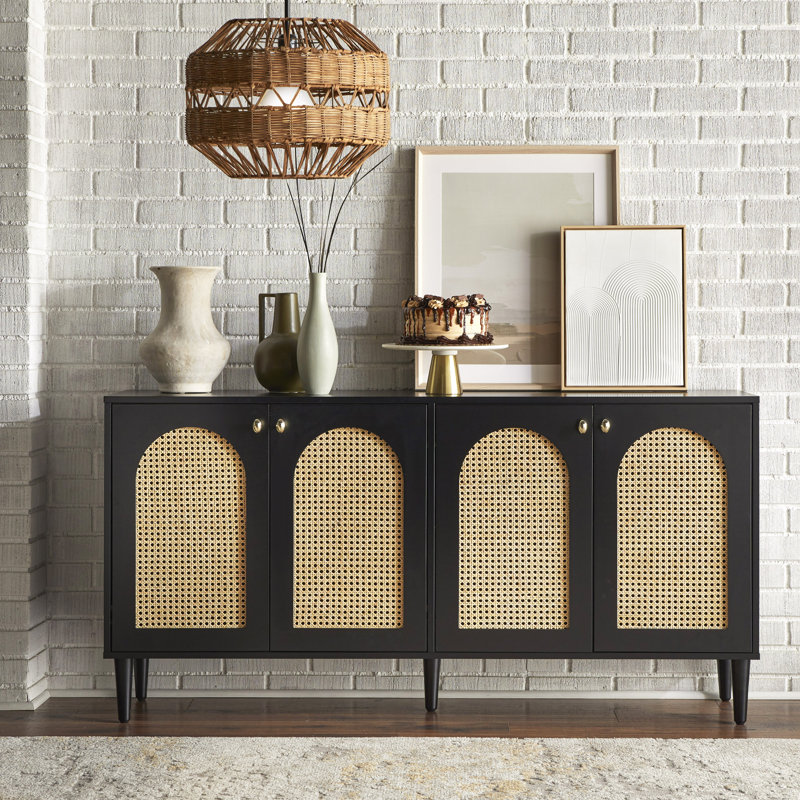 Montello Cane Door Sideboard, Black