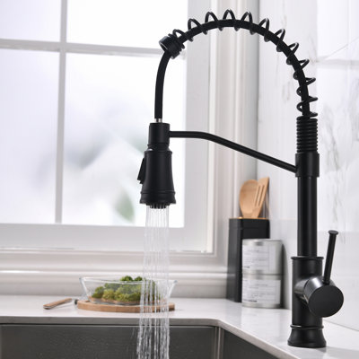 Black Stainless Steel Kitchen Faucet With Pull Out Sprayer, Single Handle, For Kitchen Sink | Gift Idea