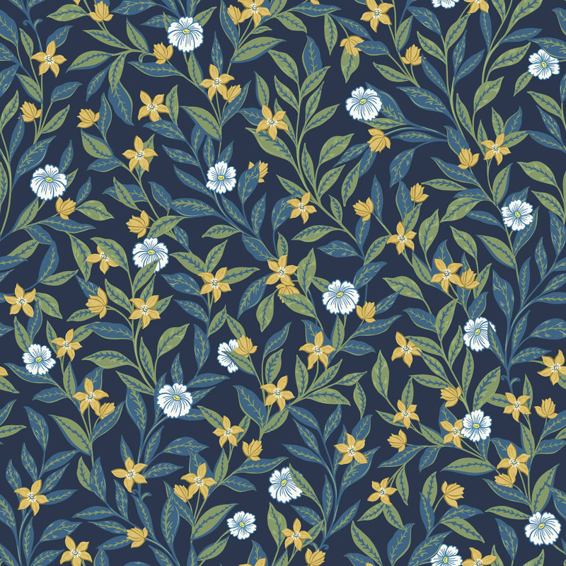 Katia 8.23m x 68.58cm Matte Wallpaper Roll, Blue/Yellow
