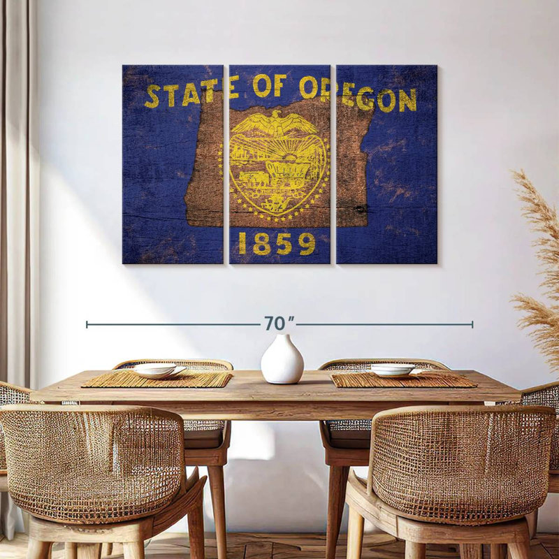 State Map Over Oregon Flag