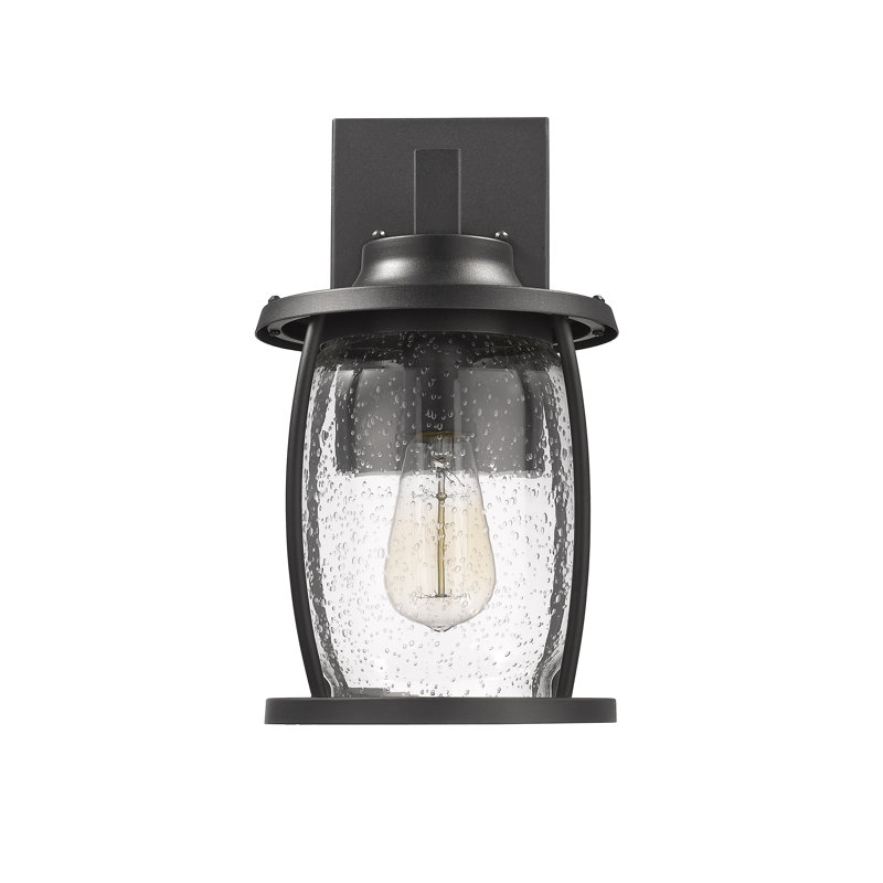 Lanterne murale d'extérieur à 1 ampoule Dunnam, H 13,75 po x l 7,5 po x P 9 po, Noir texturé