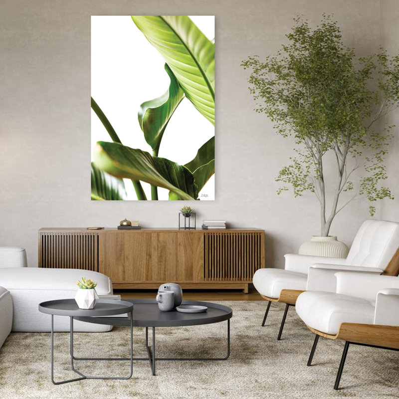 Plante, feuilles, plante abstraite, art tropical, H 48 po x l 32 po