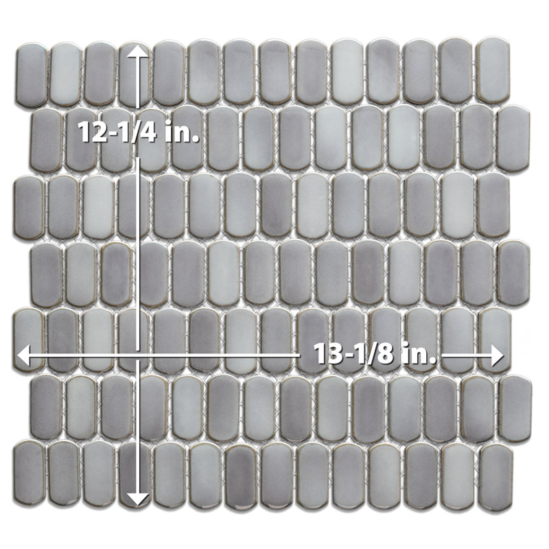 Hudson Capsule 12-1/4 In. X 13-1/8 In. Porcelain Mosaic Tile, Grey Eye