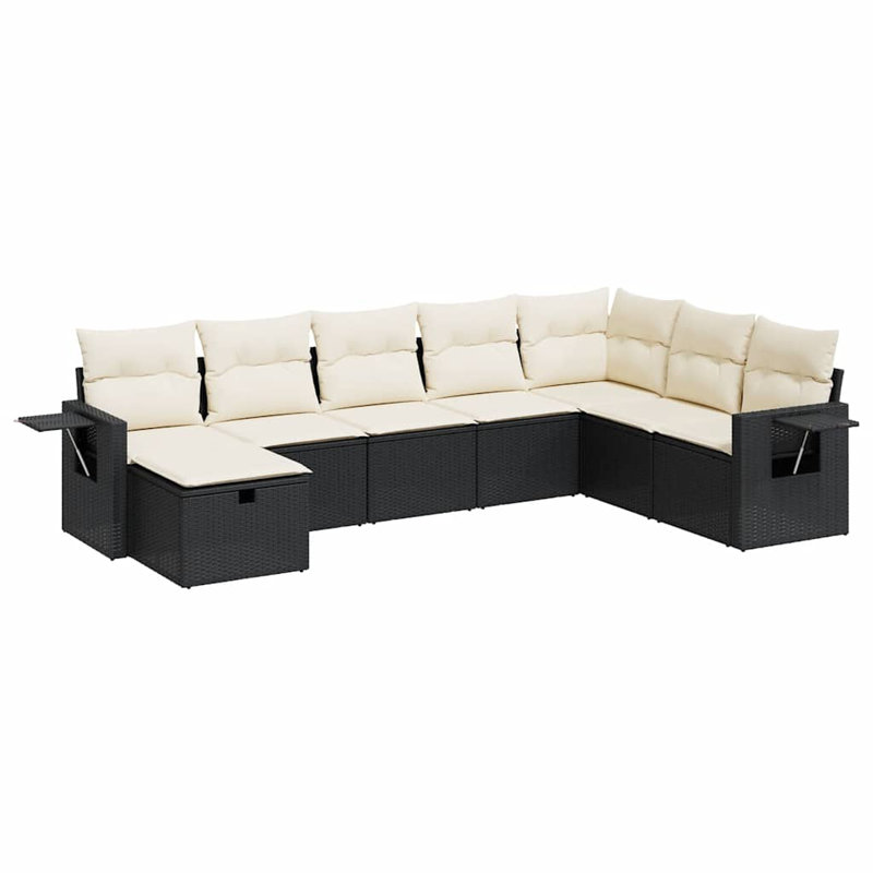 Ensemble de canapé de jardin en rotin PE noir, acier thermolaqué Vidaxl
