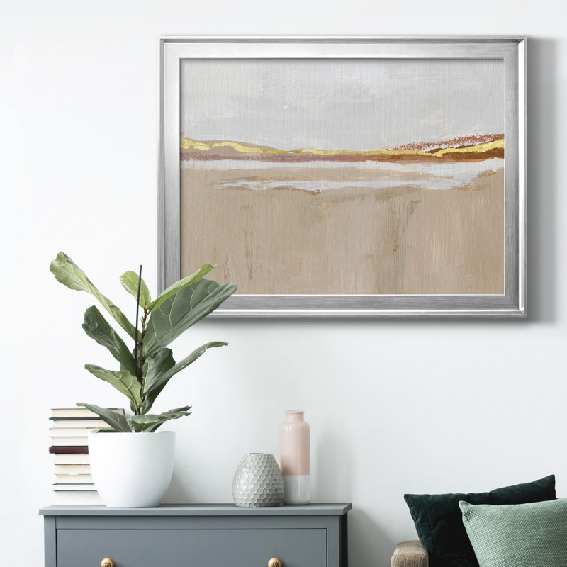 Toile encadrée de qualité supérieure «Gilded Expanse I» - prête à être accrochée, H 26,5 po x l 36,5 po x P 1 po, Argent