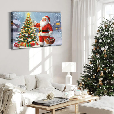 Art mural, impression sur toile, décoration de Noël, art mural, père Noël avec cadeaux