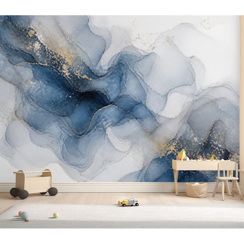 Papier peint adhésif autocollant Alcool, art abstrait, peinture à l'encre à alcool, 69" L x 96" W