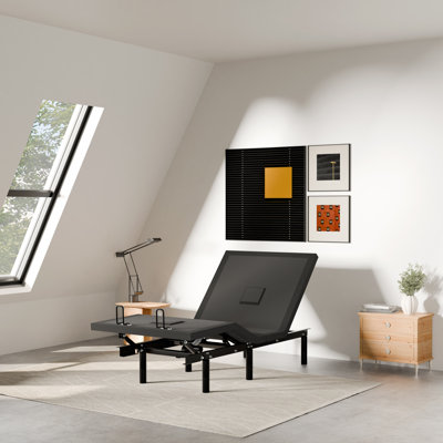 Cadre de lit réglable, lit électrique à gravité zéro avec télécommande sans fil, lumières sous le lit, inclinaison de la tête et des pieds, deux ports USB, pieds réglables, assemblage facile, matelas non inclus