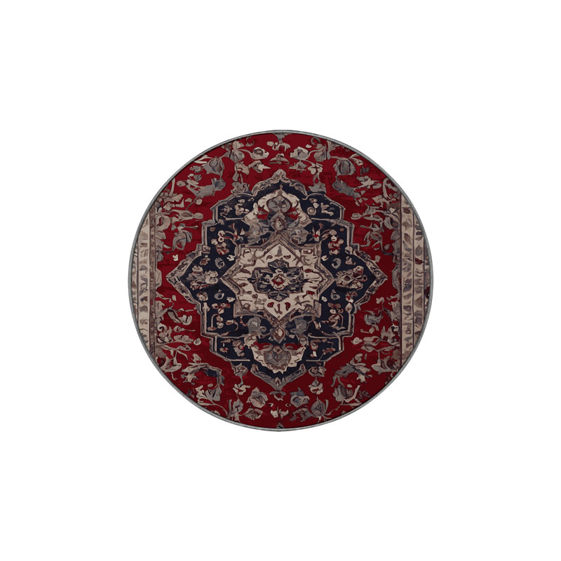 Tapis rouge lavable à la machine, Rond 7 pi