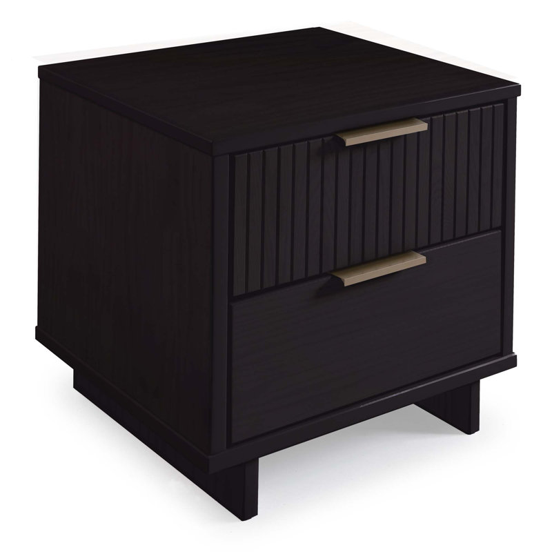 Table de chevet moderne 2 tiroirs Granville, Noir