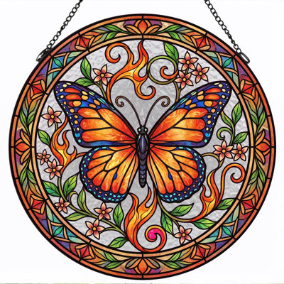 Stained Glass Stained Glass Window Panel，12"H