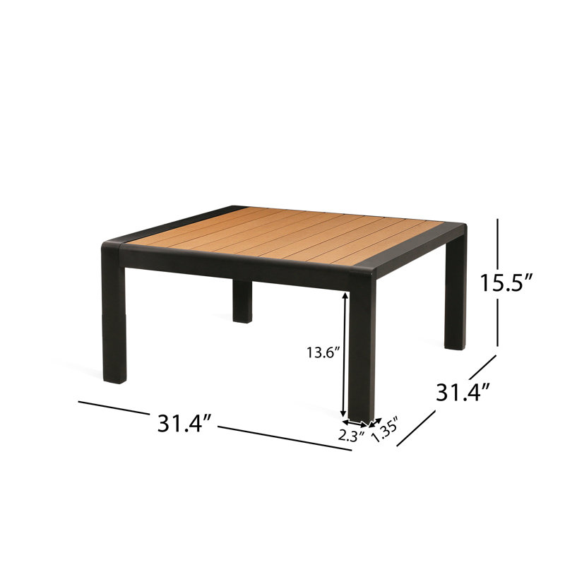 V Shape Coffee Table With 2 Sofas - Aluminum Frame, Black Simple Evident