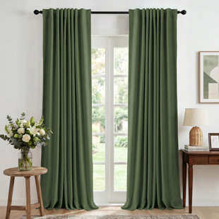 Graciella Thermal Insulated Faux Linen Textured 100% Blackout Curtains for Bedroom Living Room Back Tab/Rod Pocket (Set of 2)