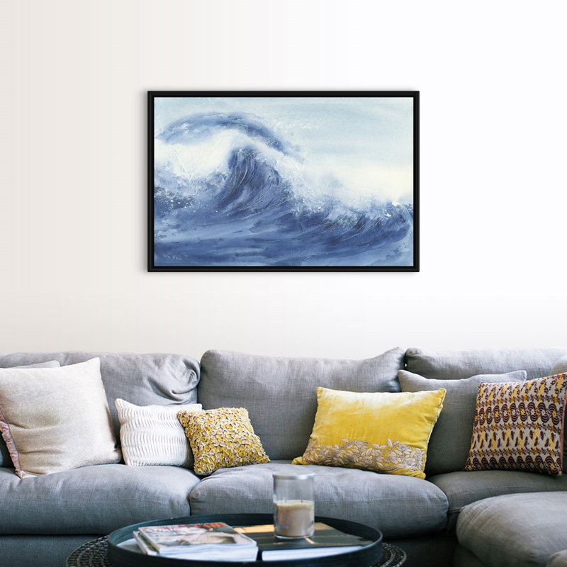 «Waves II» par Chris Paschke, reproduction d'art sur toile, Cadre flottant noir, H 34 po x l 50 po x P 1,75 po