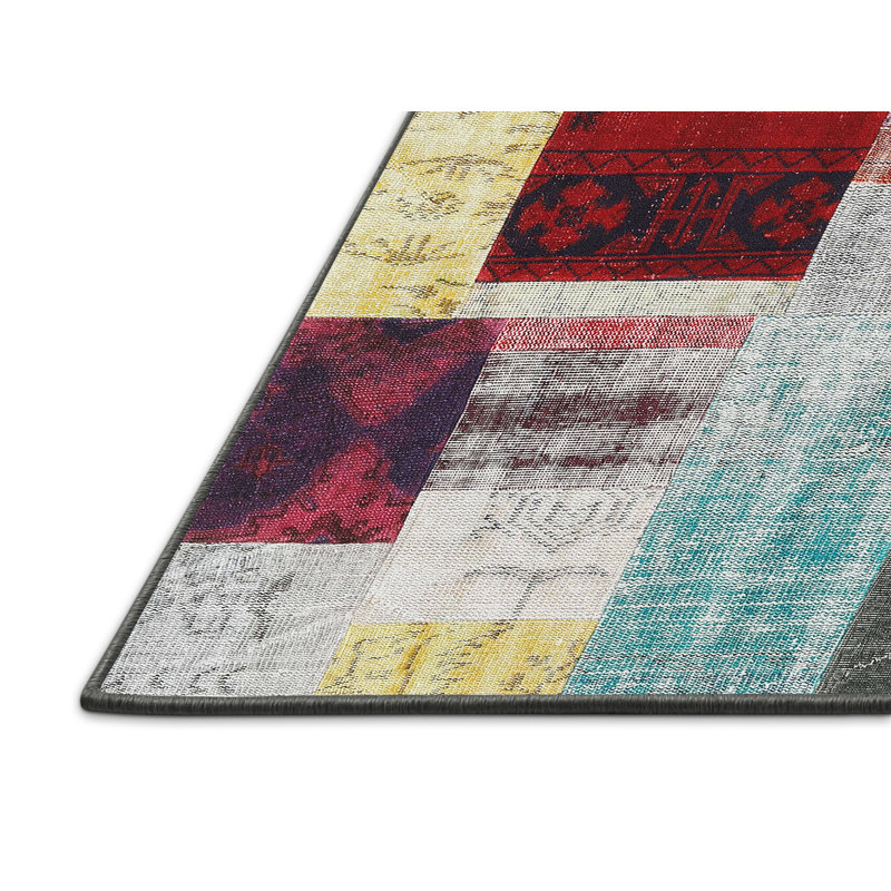Tapis gris/rose/beige contemporain, Rectangle 5 pi x 7 pi