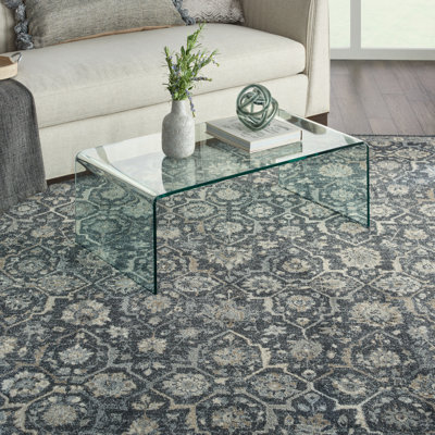 Tapis oriental bleu marine / gris Melani