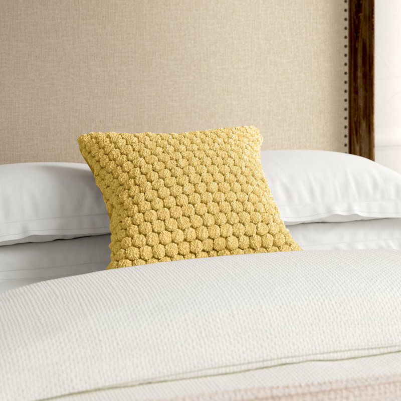 Camargue Cotton Feather 20" Throw Pillow, Yellow, 20" H x 20" W