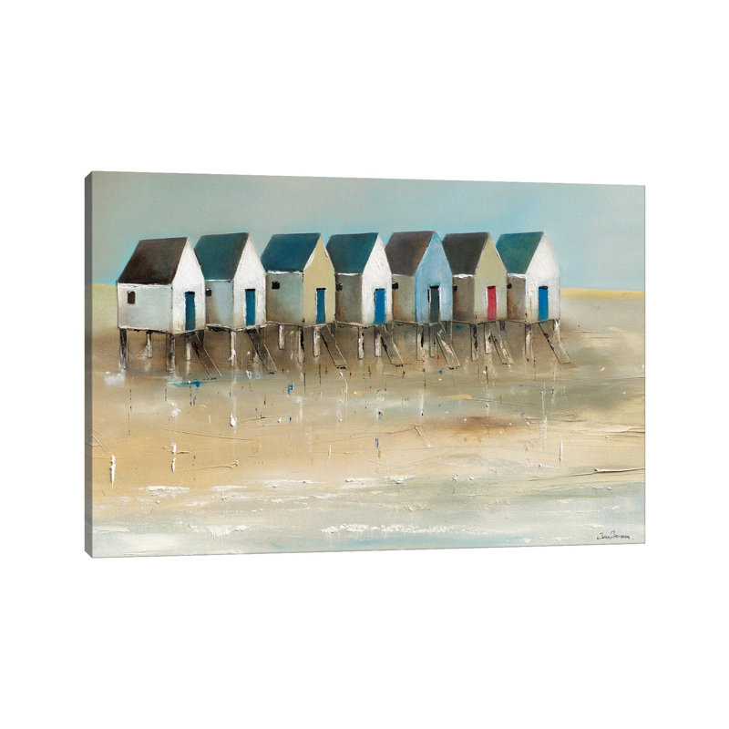 Beach Cabins I by Jean Jauneau - Wrapped Canvas Painting, 66.04 cm H x 45.72 cm W x 3.175 cm D