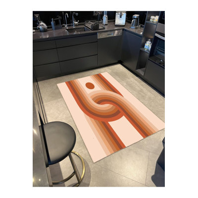 Orange U Themed Woven Base Washable Rug