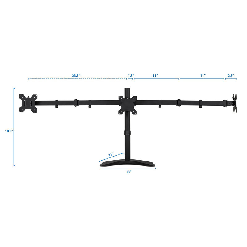 Support pour écran triple réglable Mount-It | 3 supports pour écrans de 19 à 27 po
