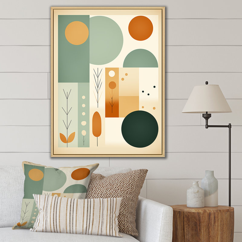 «Midcentury Minimal Abstract Geometric Art», reproduction d'art, Cadre naturel flottant, H 44 po x l 34 po x P 1,5 po