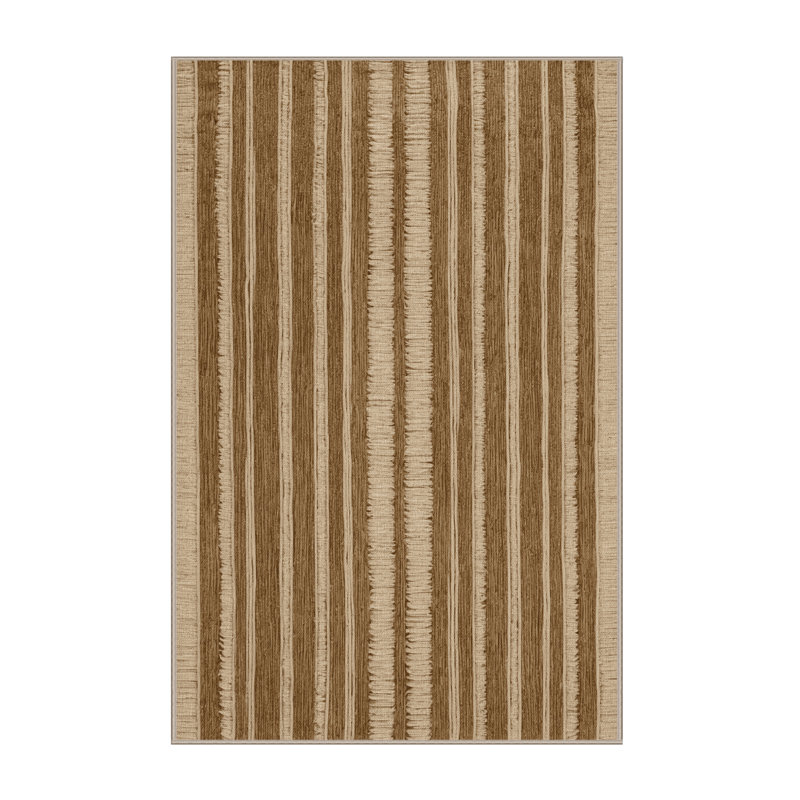 Tapis botanique brun lavable à la machine, Rectangulaire 2 pi x 3 pi