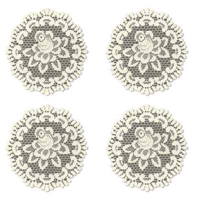 Fausto Polyester Floral Round Doily