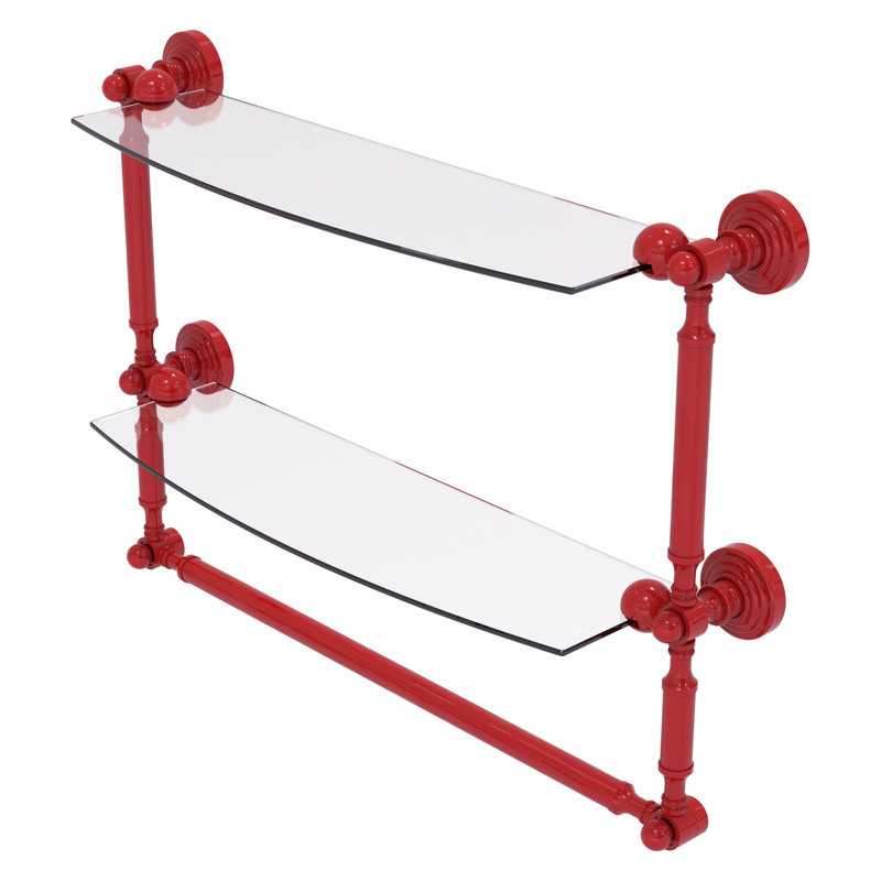 Waverly Place 2 Piece Floating Shelf with Towel Bar, 15" H x 18" W x 5" D, Fire Engine Red