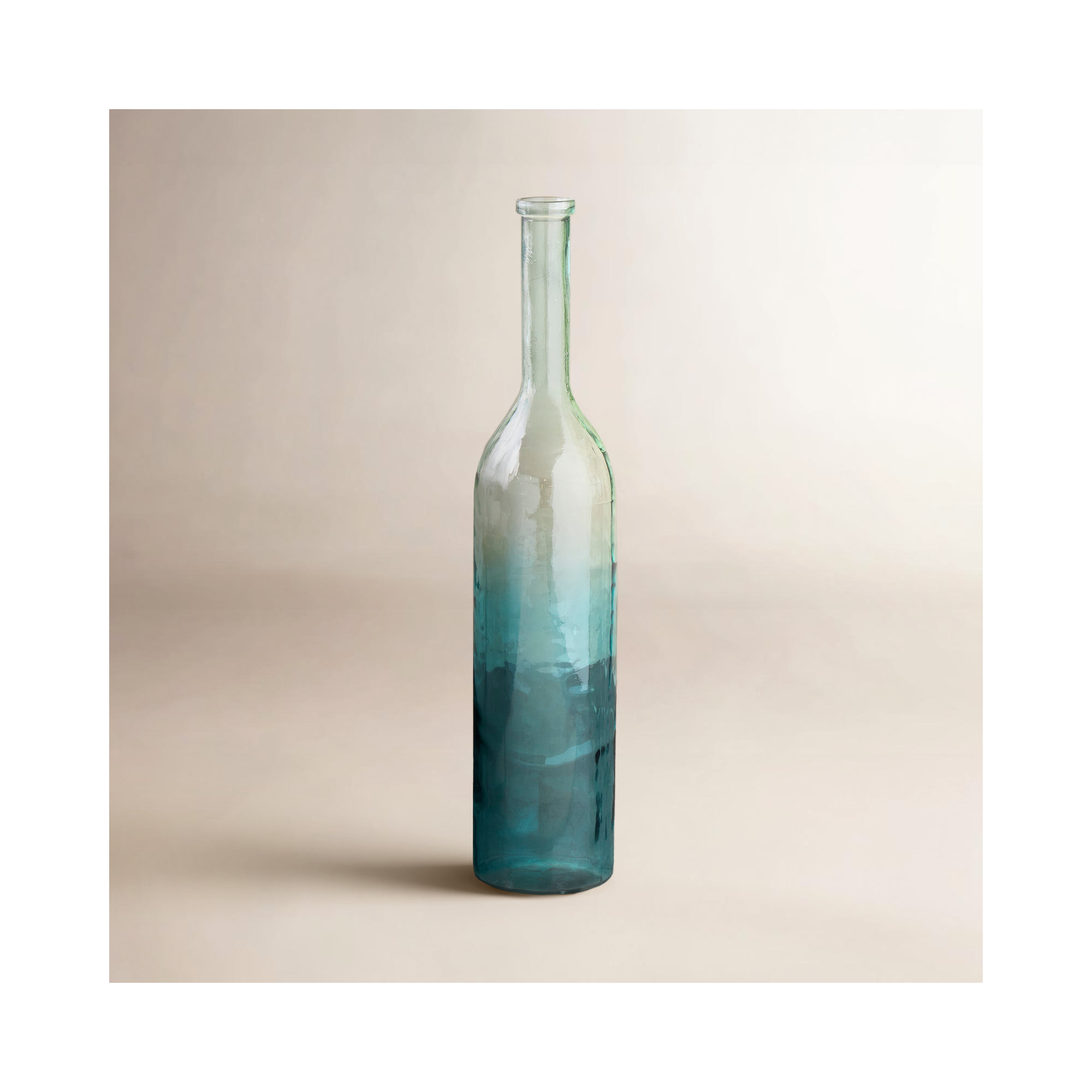 Northridge Recycled Glass Handmade Tall Ombre Floor Decorative Vase, 40" H x 8.8" W x 8.8" D, Clear/Teal