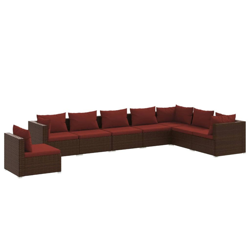 8 Piece Lounge Sofa Seating Group, Cinnamon red, Brown