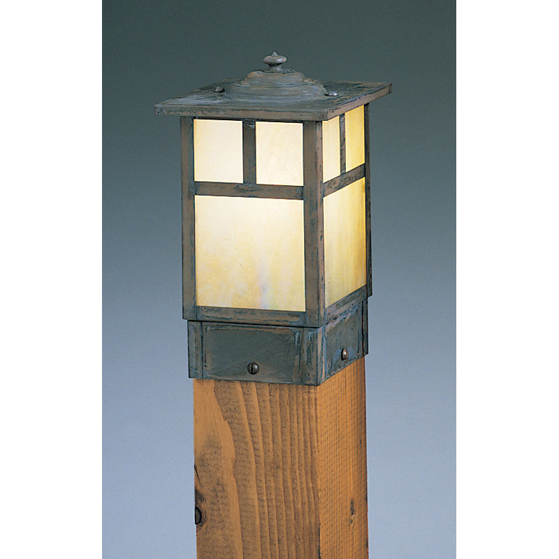 Mission LED Fence Post Cap, 8.5” H x 6" W / T - Bar, Bronze, Frosted
