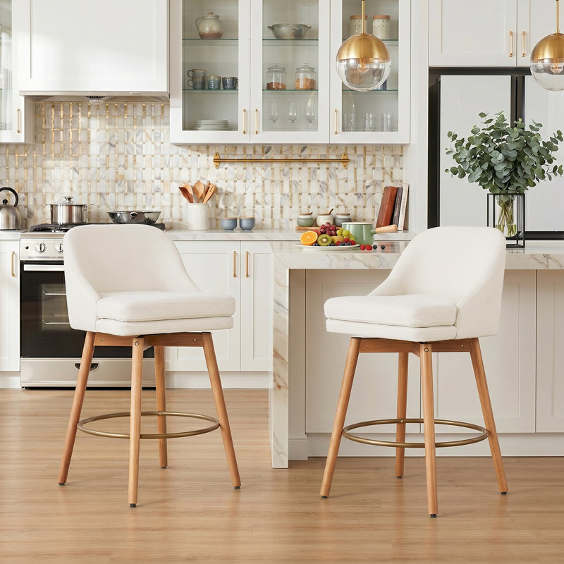 Tabouret pivotant rembourré (ensemble de 2), White