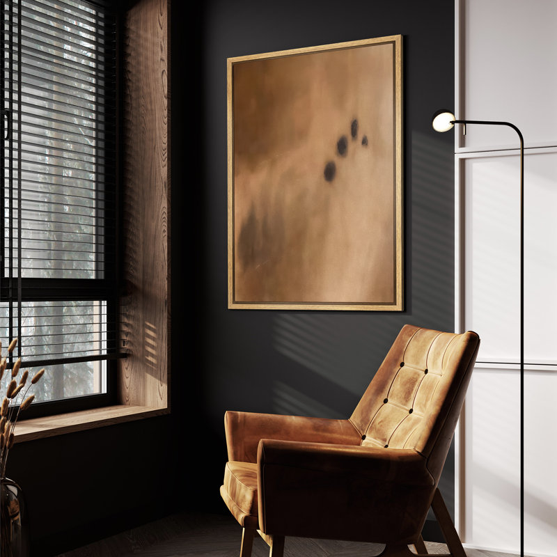 Art mural encadré, impression abstraite brune pour décoration de salon, Naturel, H 36 po x l 24 po, Cadre flottant