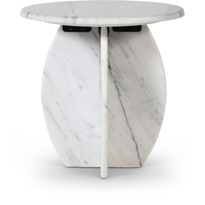 Iverna Marble Top End Table, White