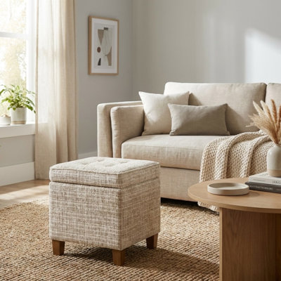 17.5" Wide Tufted Square Storage Ottoman