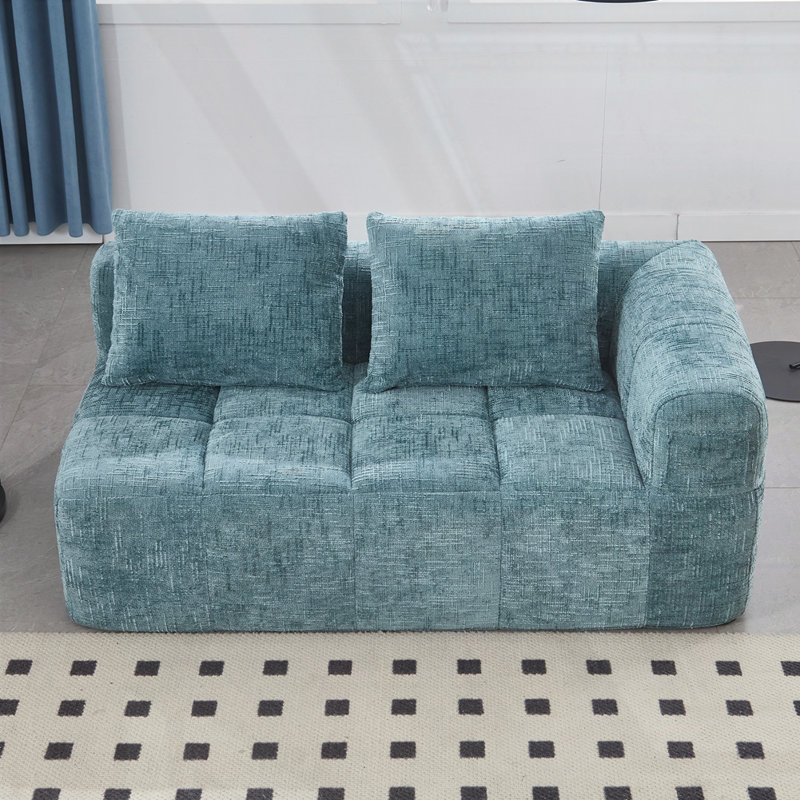 Chenille Loveseat Sofa, Mint Blue
